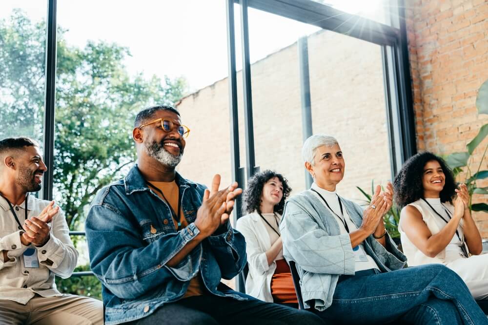 A group of people attending a business event.